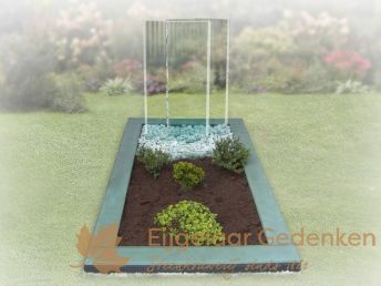 Glazen grafmonument AE70 met 2 gebogen glasplaten