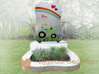 Glazen grafmonument met kindertekening