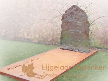 Grafmonument met cortenstaal en glas