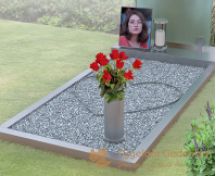 Grafmonument met glas en RVS foto 3