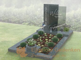 Grafmonument met glazen letterplaat