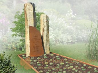 Grafmonument met grafzuilen van basalt