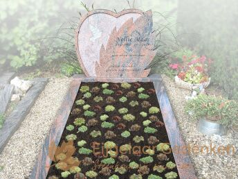 Grafmonument met hart en bladvorm