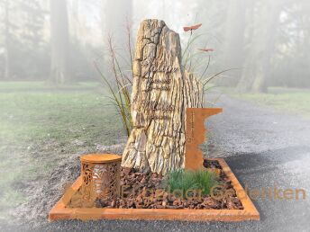 Grafmonument versteend hout cortenstaal