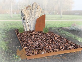 Grafmonument versteend hout en cortenstaal