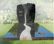 Grafmonument zwart graniet met Swarovski stenen foto 1