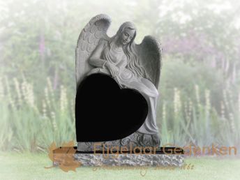 Grafsteen engel met hart 2