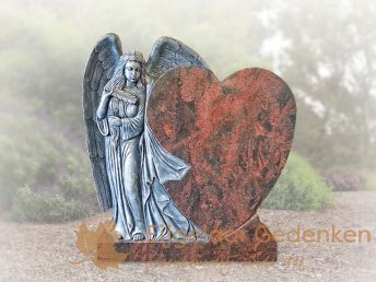 Grafsteen engel met hart