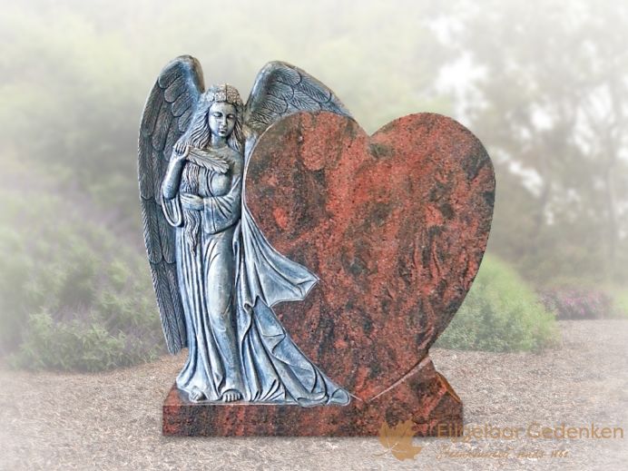 Grafsteen engel met hart foto 1