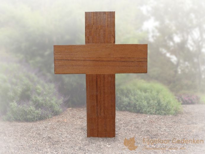 Grafsteen hout 01 | E139 | kruis van teakhout foto 1