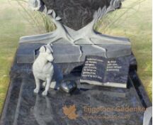 Grafsteen met hartvorm en hondje foto 3