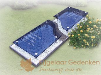 Grafzerk met liggende glasplaten