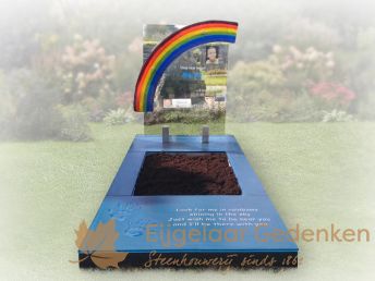 Kindergrafsteen glas met regenboog 027