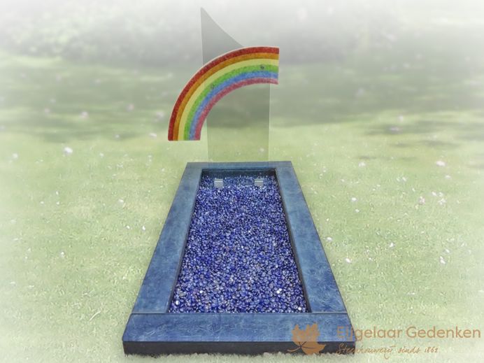 Kindergrafsteen glas met regenboog 028 foto 1