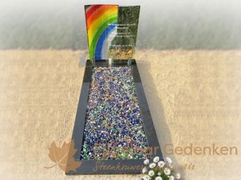Kindergrafsteen glas met regenboog 029