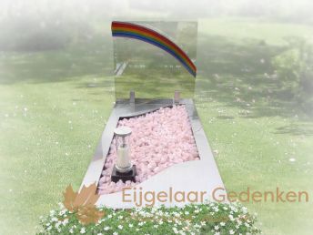 Kindergrafsteen glas met regenboog 042