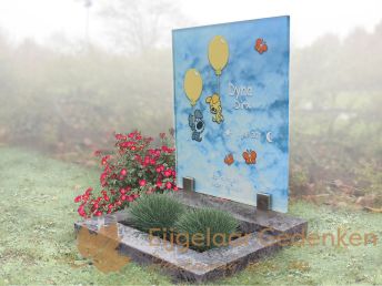 Kindergrafsteen glas met Woezel en Pip 018