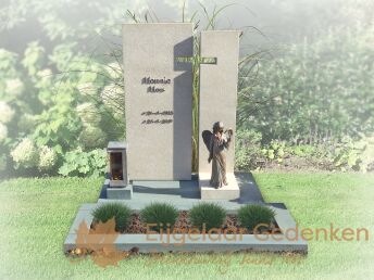 Kort grafmonument met bronzen Engel