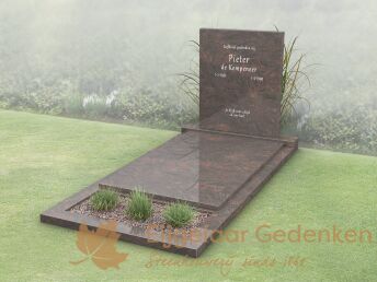 Modern budget grafmonument met dekplaat en bloemstrook