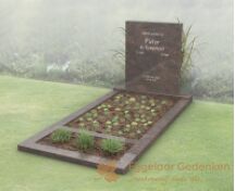 Modern budget grafmonument met bloemstrook foto 3