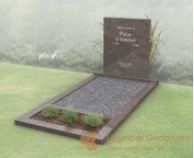 Modern budget grafmonument met bloemstrook foto 2