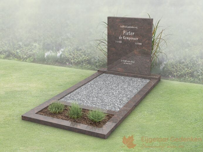Modern budget grafmonument met bloemstrook foto 1