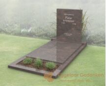 Modern budget grafmonument met dekplaat en bloemstrook foto 3