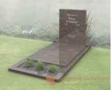 Modern budget grafmonument met dekplaat en bloemstrook foto 2