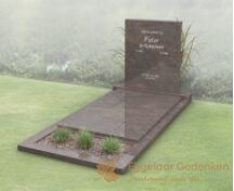 Modern budget grafmonument met dekplaat en bloemstrook foto 1