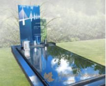 Grafmonument met blauw glas foto 1