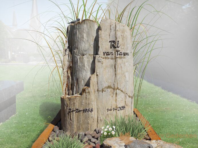 Natuurlijk grafmonument met bronzen accessoires foto 1