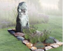 Natuurlijk grafmonument met flagstones en bronzen letters foto 1