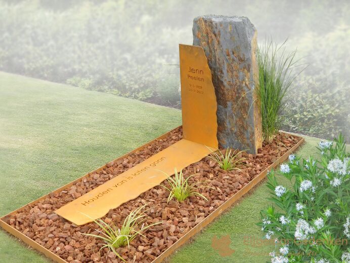 Natuurlijk grafmonument cortenstaal  foto 1