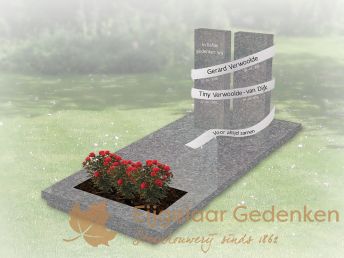 RVS grafmonument 16 met dubbele RVS band