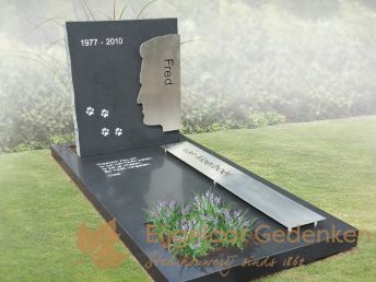 RVS grafmonument met silhouet