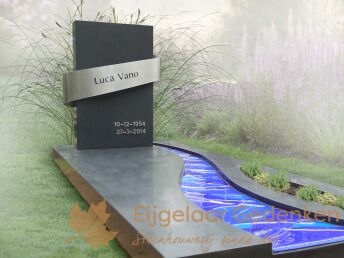 Sierlijk grafmonument met glas en rvs