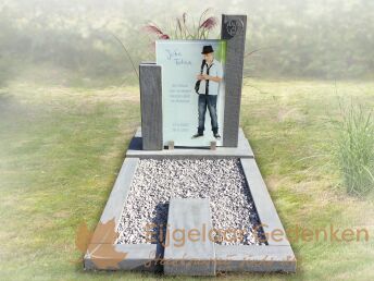 Zuilen grafmonument met grote foto